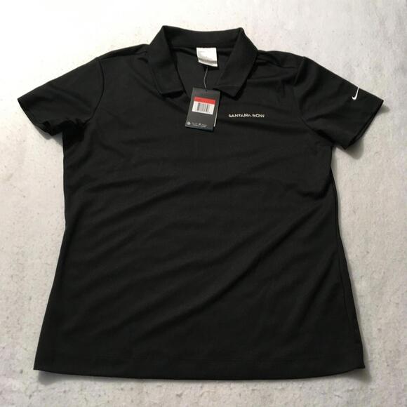 Nike Tops - Nike Dri Fit Womens LARGE Black Golf Polo Shirt SANTANA ROW
